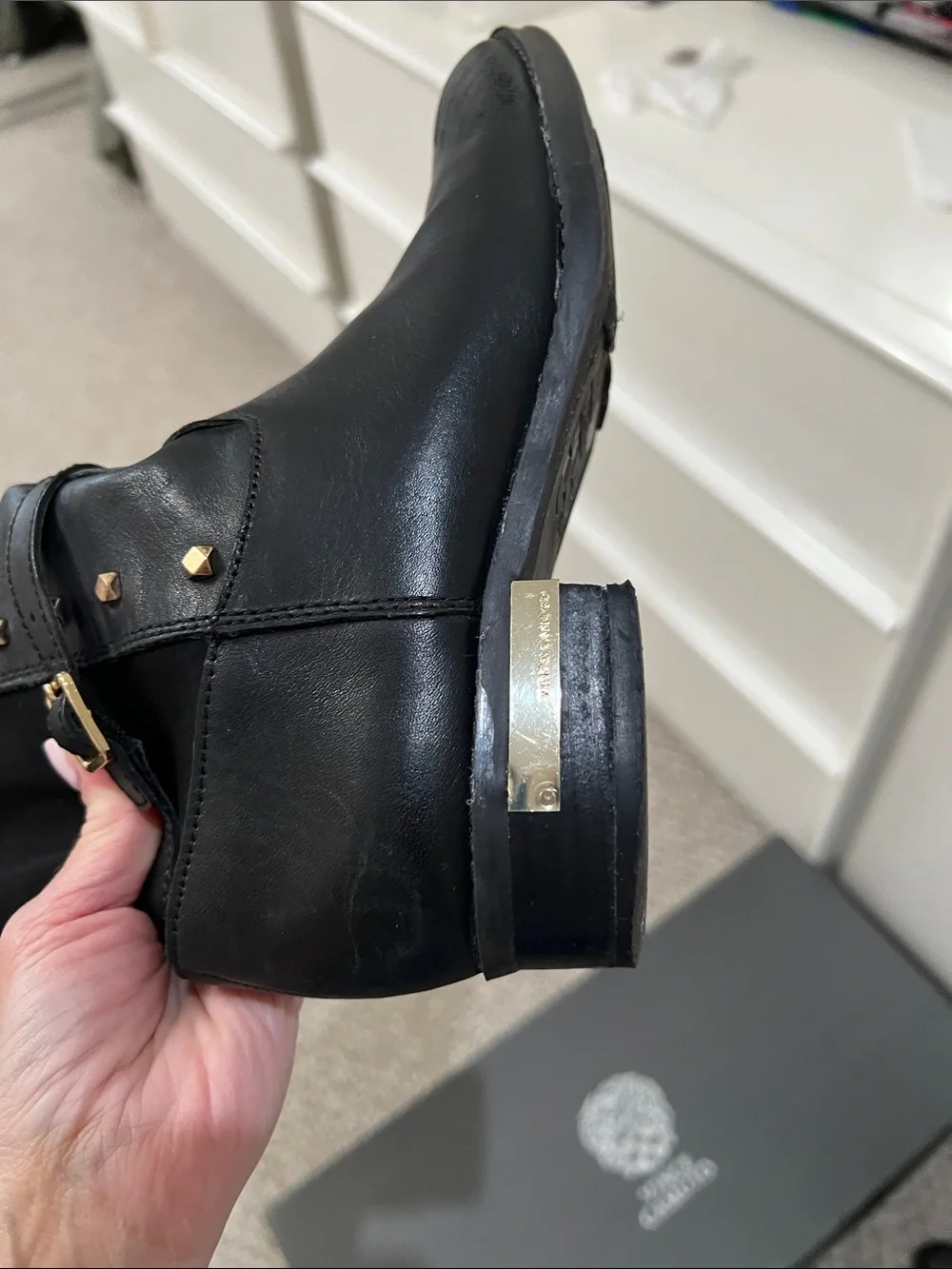 Vince Camuto Black Over-the-Knee Studded Boots